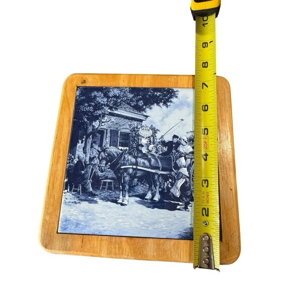 Vintage Royal Mosa Holland Blue Delft Tile Hand Decorated Windmill Horse Framed - Picture 4 of 4